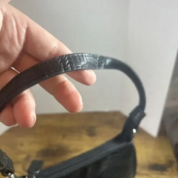 Charter Club Faux Leather Black Embossed Small Shoulder Bag 7.5x5in Chic - Picture 12 of 13